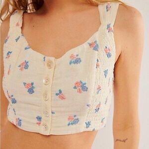 Free People Iris Corset Top Floral Button Up